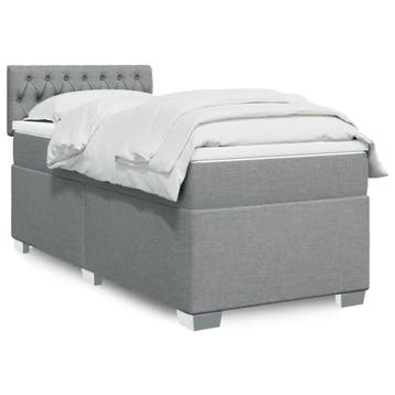 vidaXL Boxspring met matras stof lichtgrijs 90x200 cm, Verzenden, Nieuw