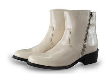 19v69 Italia Enkellaarzen in maat 38 Wit, Kleding | Dames, Verzenden, Wit, Lage of Enkellaarzen, Zo goed als nieuw