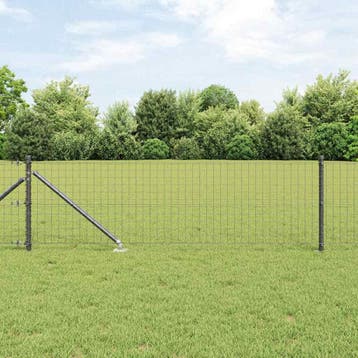 vidaXL Hekpaal met grondpen 7 st Grijs Gepoedercoat staal, Verzenden, Nieuw