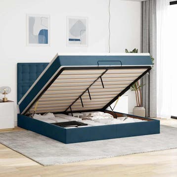 vidaXL Bed poef met matrassen en leds 200x200 cm fluweel, Verzenden, Nieuw