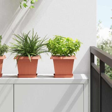 vidaXL Plantenpotten 6 st Baksteenrood Kunststof, Verzenden, Nieuw