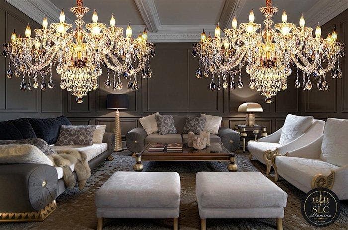 SLC Illumina - MG - Lustre (2) - Elite18L - Cristal -, Antiquités & Art, Art | Objets design