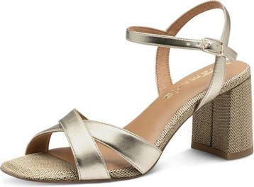 Tamaris Sandalen met hak goud Textiel - Dames - Maat 37, Verzenden, Nieuw