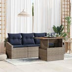 vidaXL Tuinbank Set met opslag 5 pcs Grijs Poly rattan, Verzenden, Nieuw