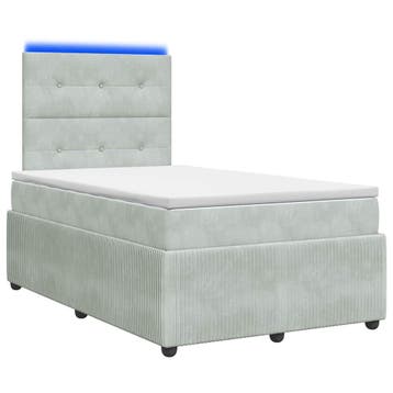 vidaXL LED Boxspringbed met Matras Lichtgrijs 120 x 190 cm, Verzenden