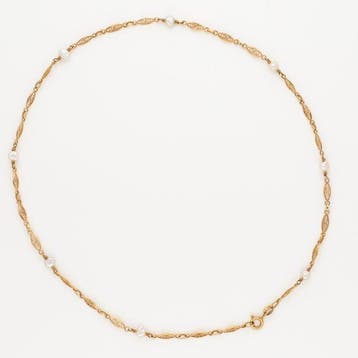 Ketting - 18 karaat Geel goud Parel, Handtassen en Accessoires