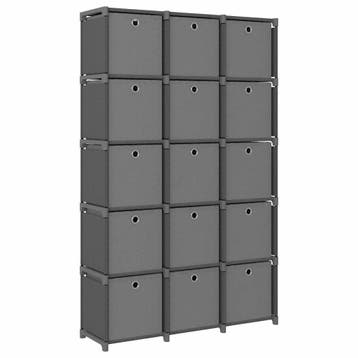 vidaXL Kast met 15 vakken met boxen 103x30x175,5 cm stof, Maison & Meubles, Armoires | Bibliothèques, Verzenden