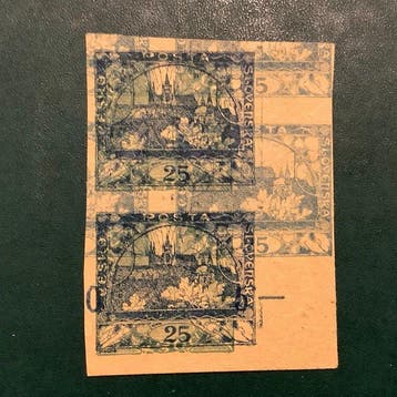 Tsjecho-Slowakije 1918 - 25 Heller proef met dubbele, Gestempeld