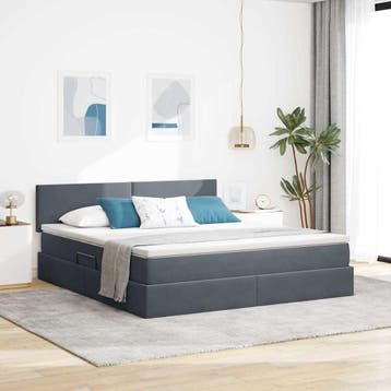 vidaXL Opbergbed met hoofdeinde Donkergrijs 160 x 200 cm, Verzenden, Nieuw