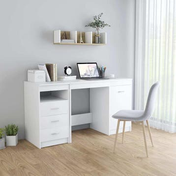 vidaXL Bureau 140x50x76 cm bewerkt hout wit, Verzenden