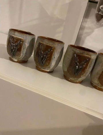 Willy Biron - Beker (6) - Steengoed - Vintage kopje van grès, Antiquités & Art