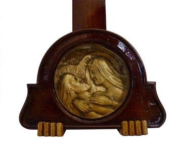 Art Deco Crucifix - Wit metaal - 1930-1950 - Pietà medaillon