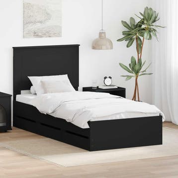 vidaXL Bedframe met lade met opslag Zwart 90 x 200 cm, Verzenden, Nieuw