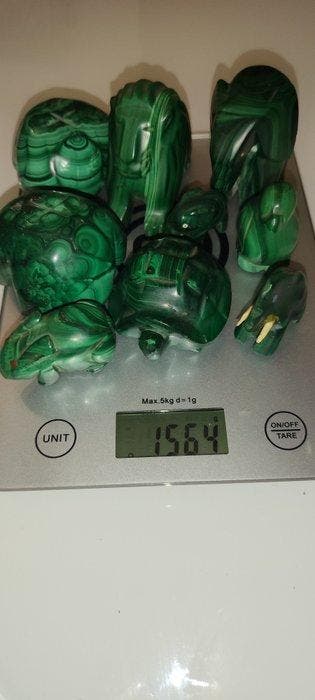 malachiet dier- 1564 g - (9), Verzamelen