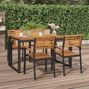 vidaXL Tuintafel met U-vormige poten 140x80x75 cm massief, Verzenden