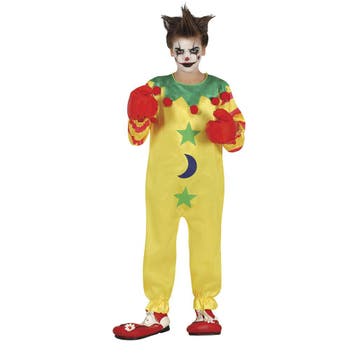 Horror Clown Halloween Kostuum Kind Geel, Verzenden, Nieuw