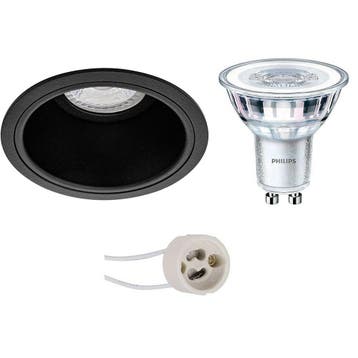 5W LED Spot Set Mat Zwart - Ronde Inbouwspot GU10, Witte & Z, Huis en Inrichting, Lampen | Spots, Verzenden, Nieuw