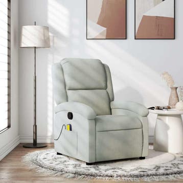 vidaXL Massagestoel lichtgrijs fluweel, Verzenden, Nieuw