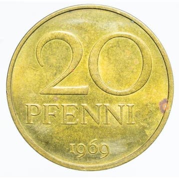Duitsland. Republic. 20 Pfenni MANCA G 1969 (Zonder