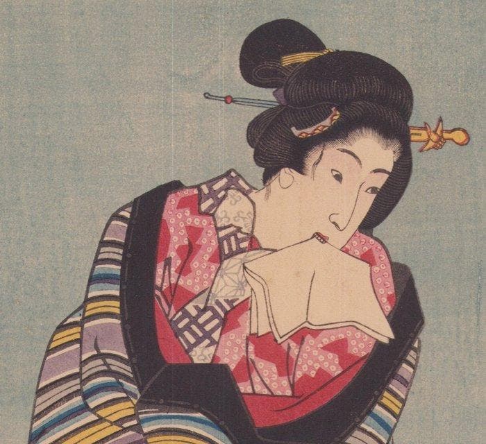 One Hundred Beautiful Women at Famous Places in Edo :, Antiek en Kunst, Antiek | Overige Antiek