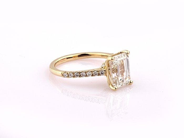Ring - 14 karaat Geel goud - 3.29ct. tw. Diamant (Lab-grown), Bijoux, Sacs & Beauté, Bagues