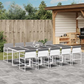 vidaXL 11-delige Tuinset met kussens textileen wit, Verzenden, Nieuw, Tuinset
