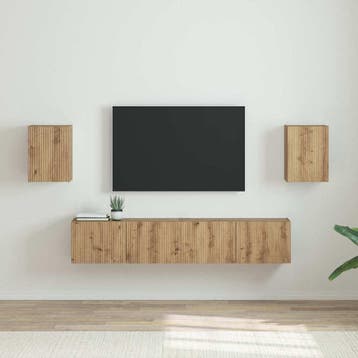 vidaXL TV Wandkast 2 pcs Ambachtelijk Eiken Bewerkt hout, Verzenden, Nieuw