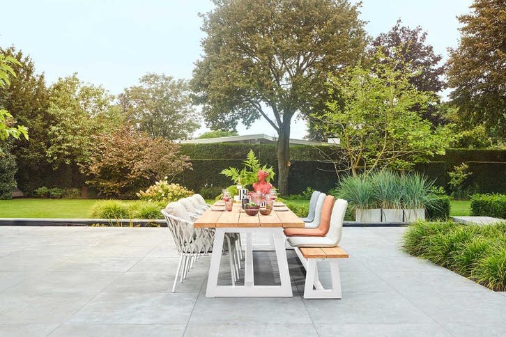 Suns Ovada tuintafel met bank 340 cm wit frame SALE |, Tuin en Terras, Tuinsets en Loungesets