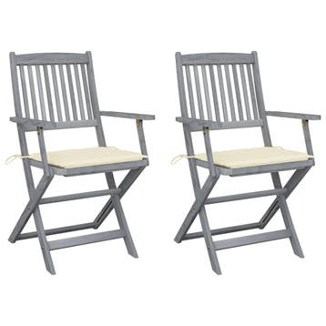 vidaXL Set van 2 klapstoelen met kussens, gemaakt van, Verzenden, Nieuw