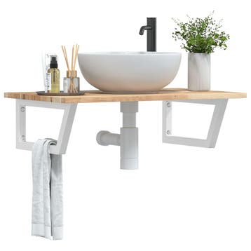 vidaXL Badkamer wandschap staal en massief acaciahout, Verzenden