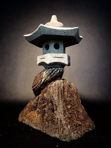 Japanese Stone Lantern  Moss-covered Garden Ornament -