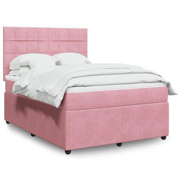 vidaXL Boxspring met matras fluweel roze 140x200 cm, Verzenden, Nieuw