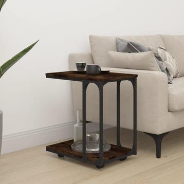 vidaXL Bijzettafel met wieltjes 50x35x55,5 cm hout gerookt, Huis en Inrichting, Tafels | Bijzettafels, Verzenden, Nieuw