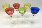 Val Saint Lambert – Set van 6 meerkleurige handgeslepen, Antiek en Kunst