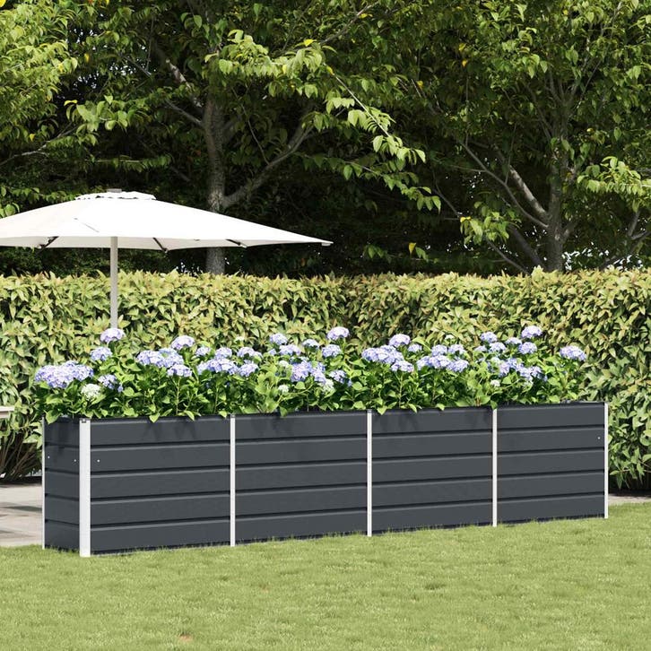 vidaXL Plantenbak Antraciet 385 x 50 x 75 cm Gegevens staal, Tuin en Terras, Bloempotten, Nieuw, Verzenden