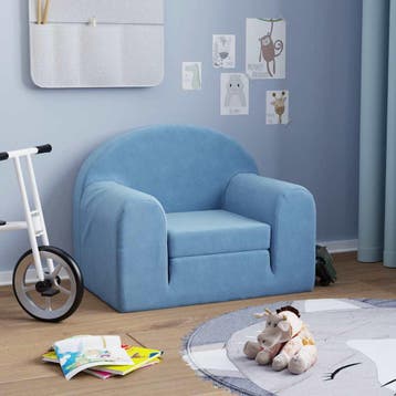 vidaXL Kinderslaapbank zacht pluche blauw, Verzenden, Nieuw