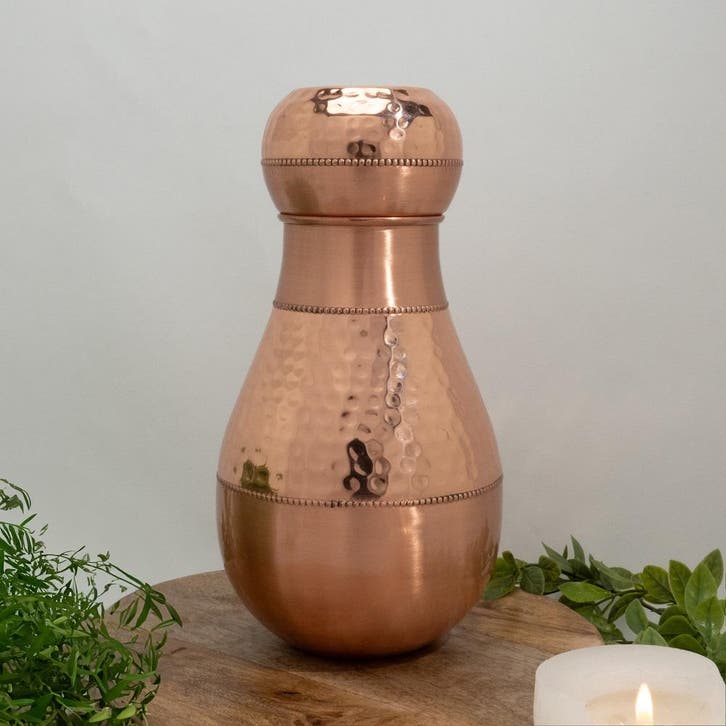 Puur koperen karaf sequence met bolle dop ± 950 ml, Sport en Fitness, Gezondheidsproducten en Wellness, Ophalen of Verzenden