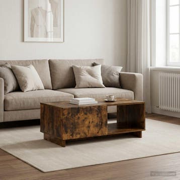 vidaXL Salontafel Gerookt eiken 95 x 50,5 x 35 cm Bewerkt, Huis en Inrichting, Tafels | Salontafels, Verzenden, Nieuw