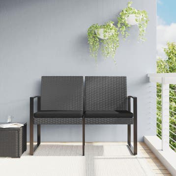 vidaXL Tuinbank 2-zits met kussens polypropeen rattan, Verzenden, Nieuw