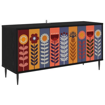vidaXL Tv-meubel ESSEN 102 x 33 x 51 cm Zwart eiken Bewerkt, Verzenden, Nieuw