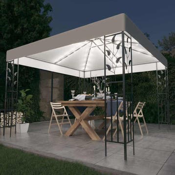 vidaXL Prieel met LED-lichtslinger 3x3 m wit, Verzenden