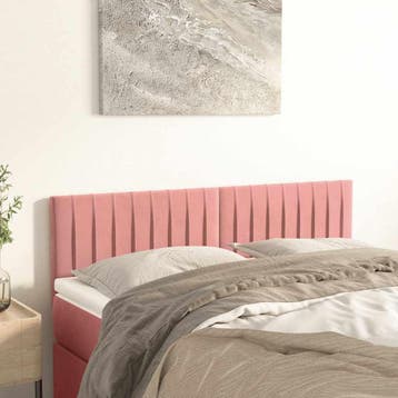 vidaXL Hoofdborden 144x5x78/88 cm fluweel roze, Verzenden, Nieuw