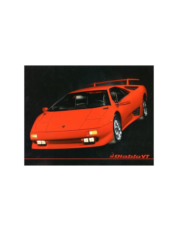 1993 LAMBORGHINI DIABLO VT LEAFLET ENGLELS, Boeken, Auto's | Folders en Tijdschriften, Ophalen of Verzenden