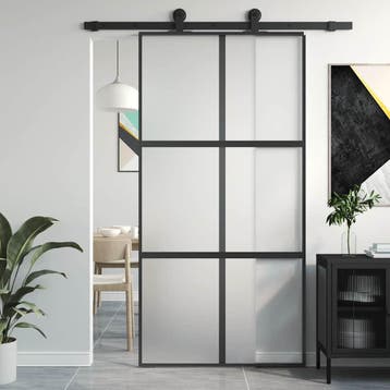 vidaXL Schuifdeur 102,5x205 cm gehard glas en aluminium, Doe-het-zelf en Bouw, Verzenden, Nieuw