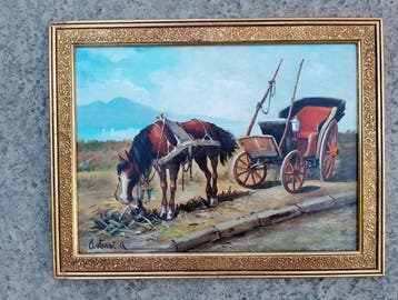 Antonio Asturi (1904-1986) - Carrozzella e cavallo - NO