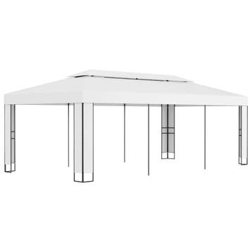 vidaXL Prieel met dubbel dak 3x6 m wit, Verzenden, Nieuw