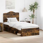 vidaXL Bedframe Rook Eiken 100 x 200 cm Massief grenenhout, Verzenden, Nieuw