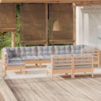 vidaXL 9-delige Loungeset met grijze kussens massief, Verzenden, Nieuw, Loungeset