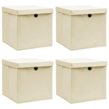 vidaXL Opbergboxen met deksel 4 st 32x32x32 cm stof, Verzenden
