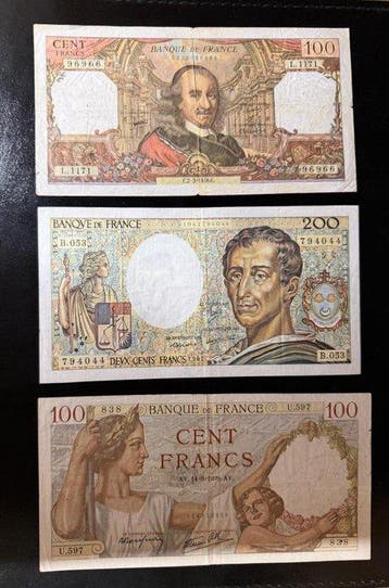Frankrijk. - 8 Banknotes - various dates (Zonder